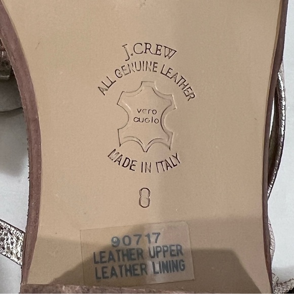 J Crew Collection Made In Italy Leather Gold Floral Boho Elegant Sandals Size 8 - Picture 15 of 15